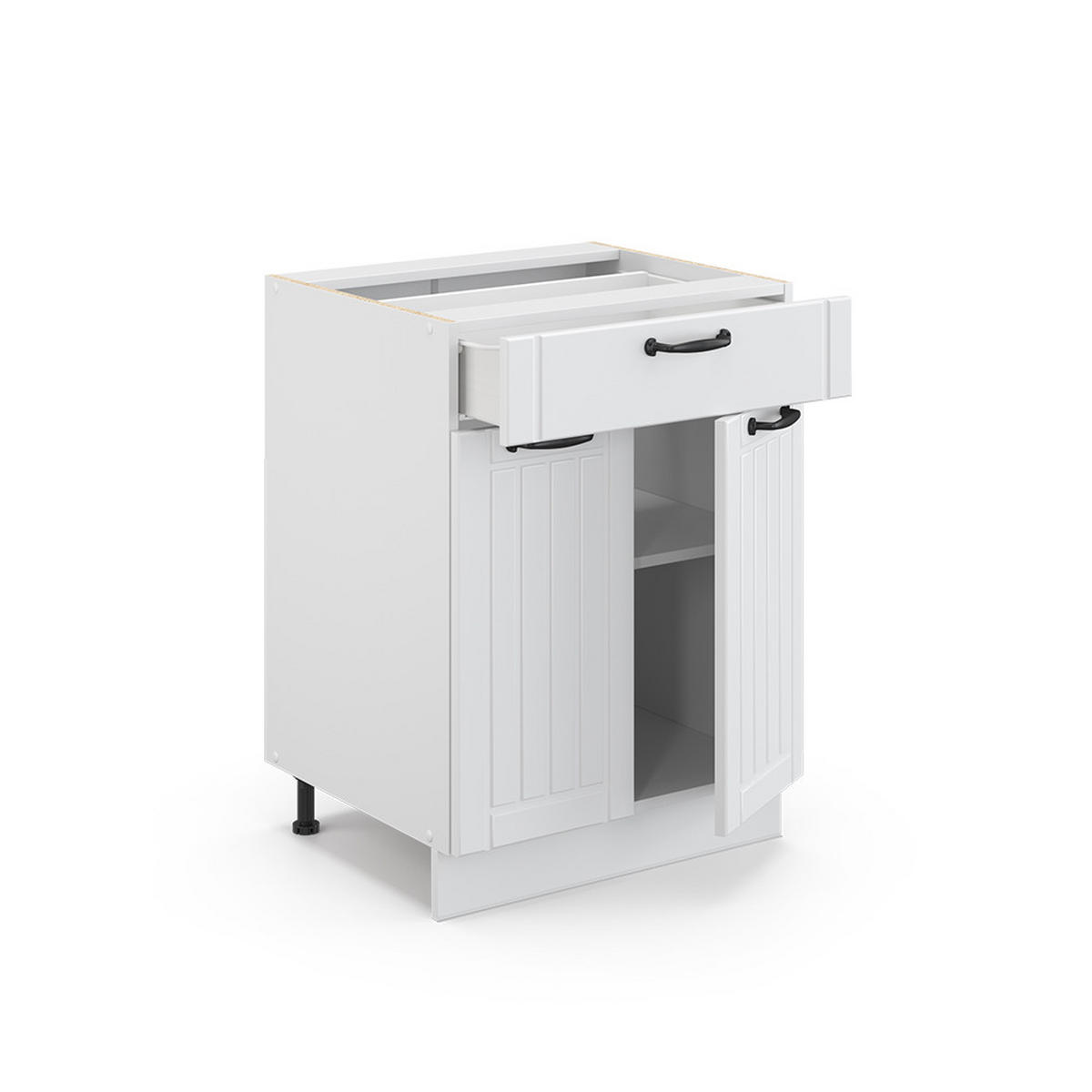KÜCHENUNTERSCHRANK Fame-Line Weiß Landhaus 60 cm mit Schublade AP Marmor - Creme/Weiß, Holzwerkstoff (60/82/60cm) - Vicco