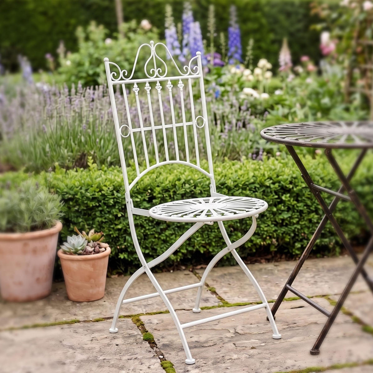 GARTENKLAPPSTUHL Metall Weiß - Weiß, Metall (39/94/53cm) - CLP