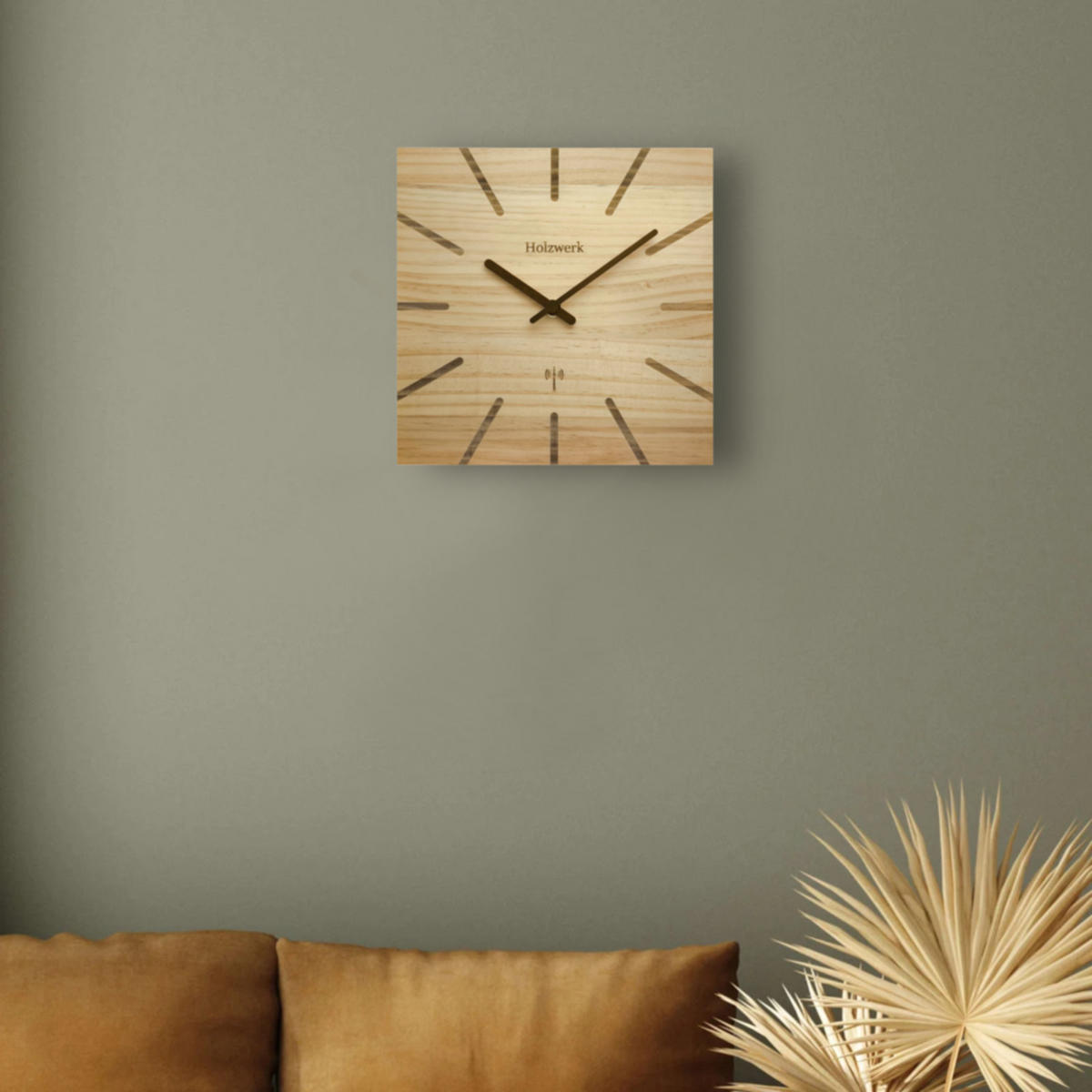 WANDUHR Holz Designer eckige EBERSBERG (FUNK) Loft Wand Uhr, beige - Beige, Holz/Metall (25/25/2cm) - Holzwerk