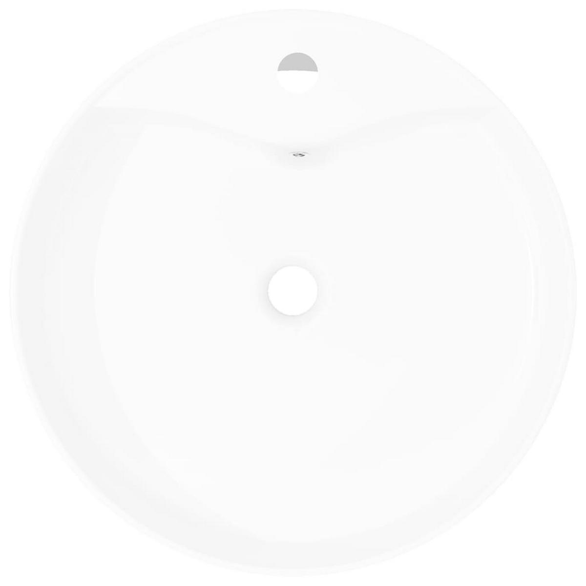 WASCHBECKEN Keramik Hahnloch/Überlaufloch Weiss Rund - Weiß, Keramik (46.5/15.5/46.5cm) - vidaXL