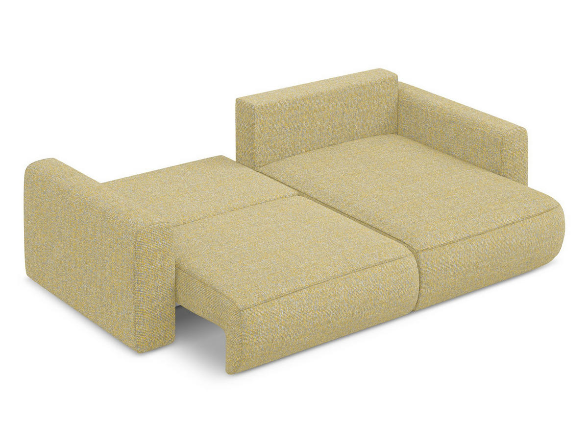 ECKSOFA mit Schlaffunktion Strukturstoff Stoff Gelb - Currygelb/Gelb, Kunststoff/Textil (240/149cm) - Makamii