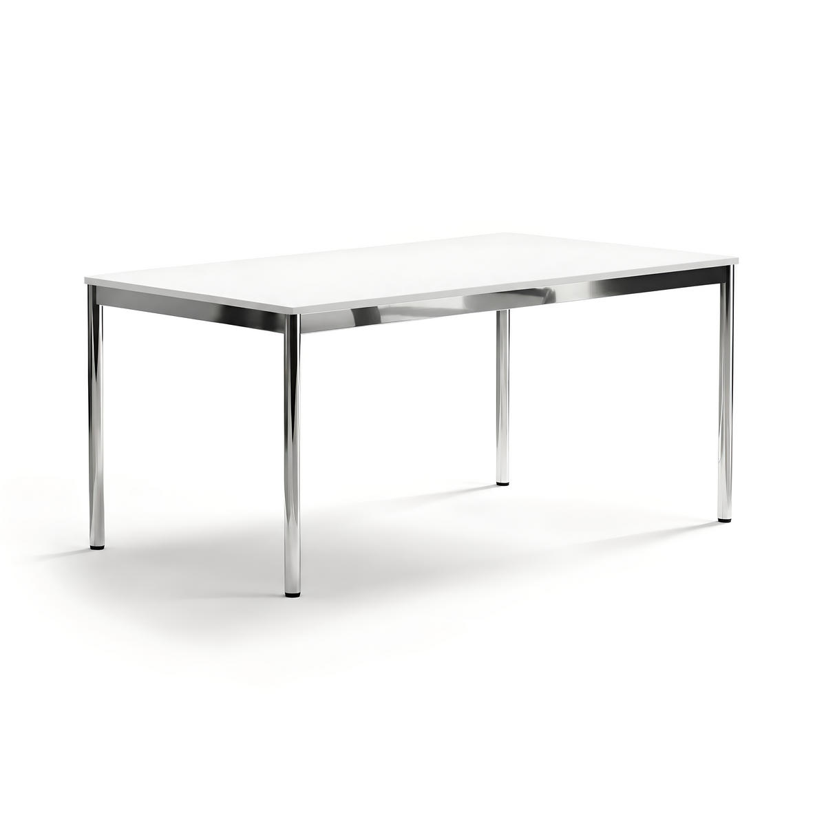 SCHREIBTISCH VST1 160 x 75 cm Weiß – höhenverstellbar - Chromfarben/Weiß, Holzwerkstoff (160/75/75.5cm) - Versee