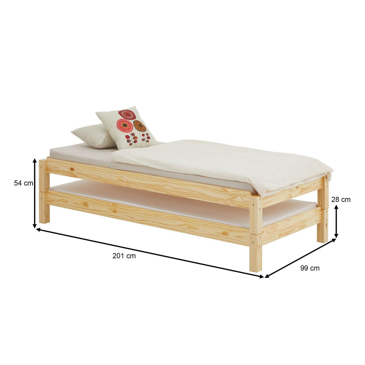 STAPELBETT RINO 90x190 cm natur - Naturfarben, Holz (90/190cm) - IDIMEX