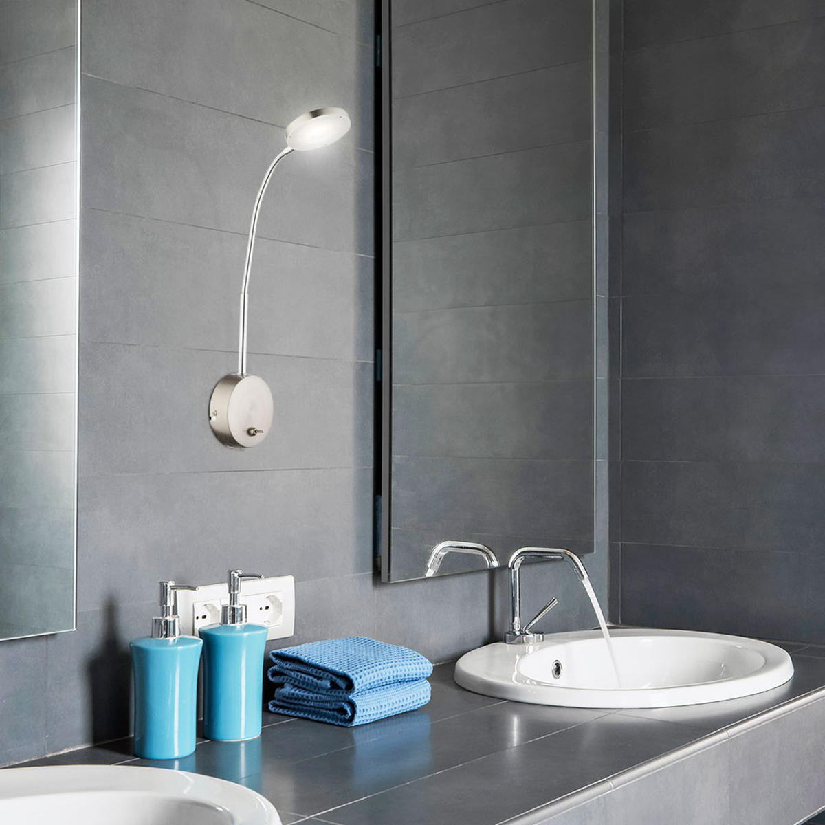 LED WANDLEUCHTE DENIZ Silber Chrom - Silberfarben, Metall (26/48/26cm)