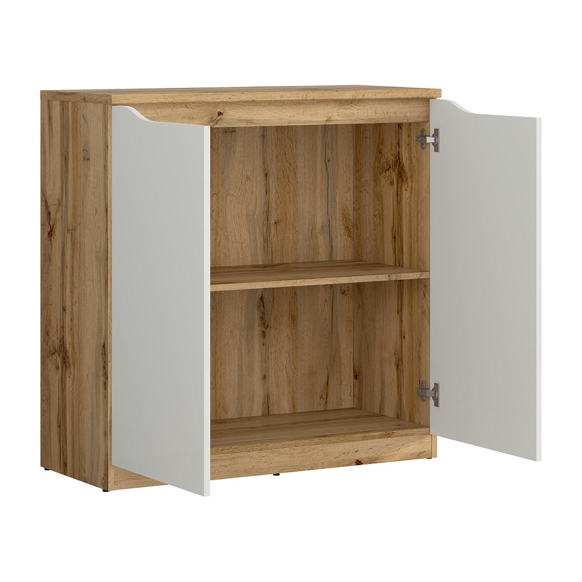 SIDEBOARD June Weiß und Holz - Weiß, Holzwerkstoff (90/92/40cm) - Petits-meubles