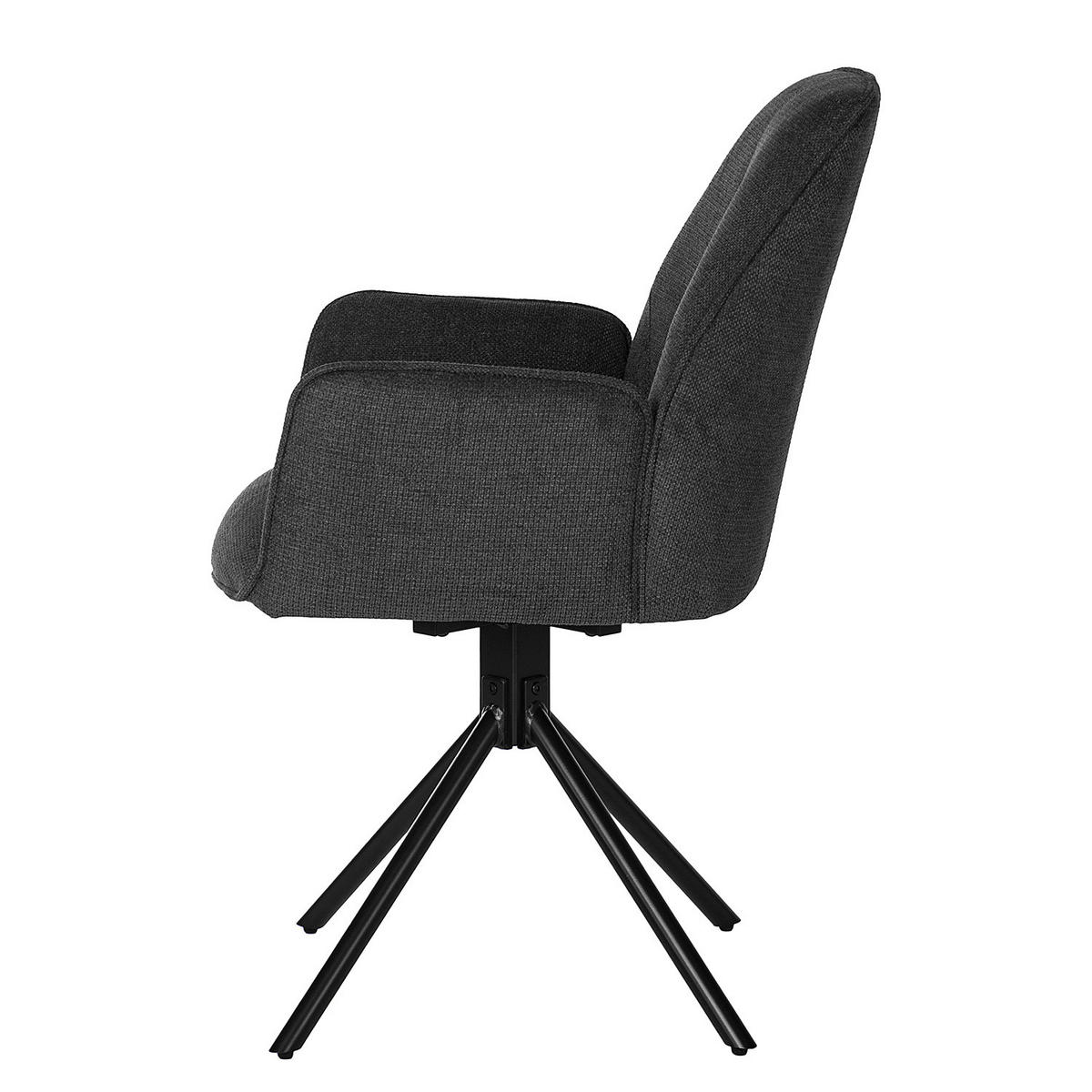DREHBARER ARMLEHNENSTUHL - Textil / Eisen - Anthrazit, Textil/Metall (59/88/63cm) - home24
