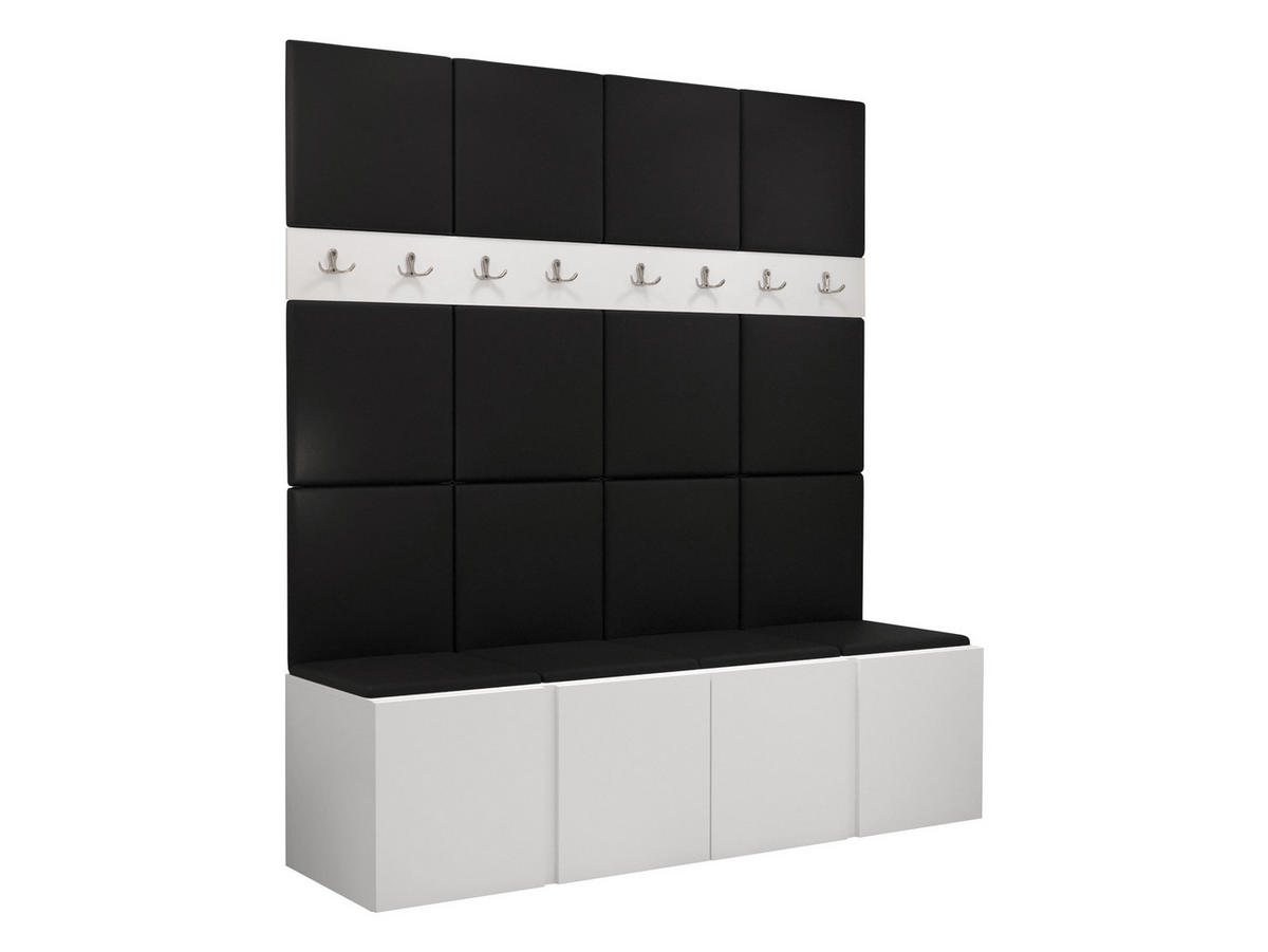 GARDEROBEN-SET Orion V - Schwarz/Weiß, Holzwerkstoff/Kunststoff (168/186/46cm) - MIRJAN24