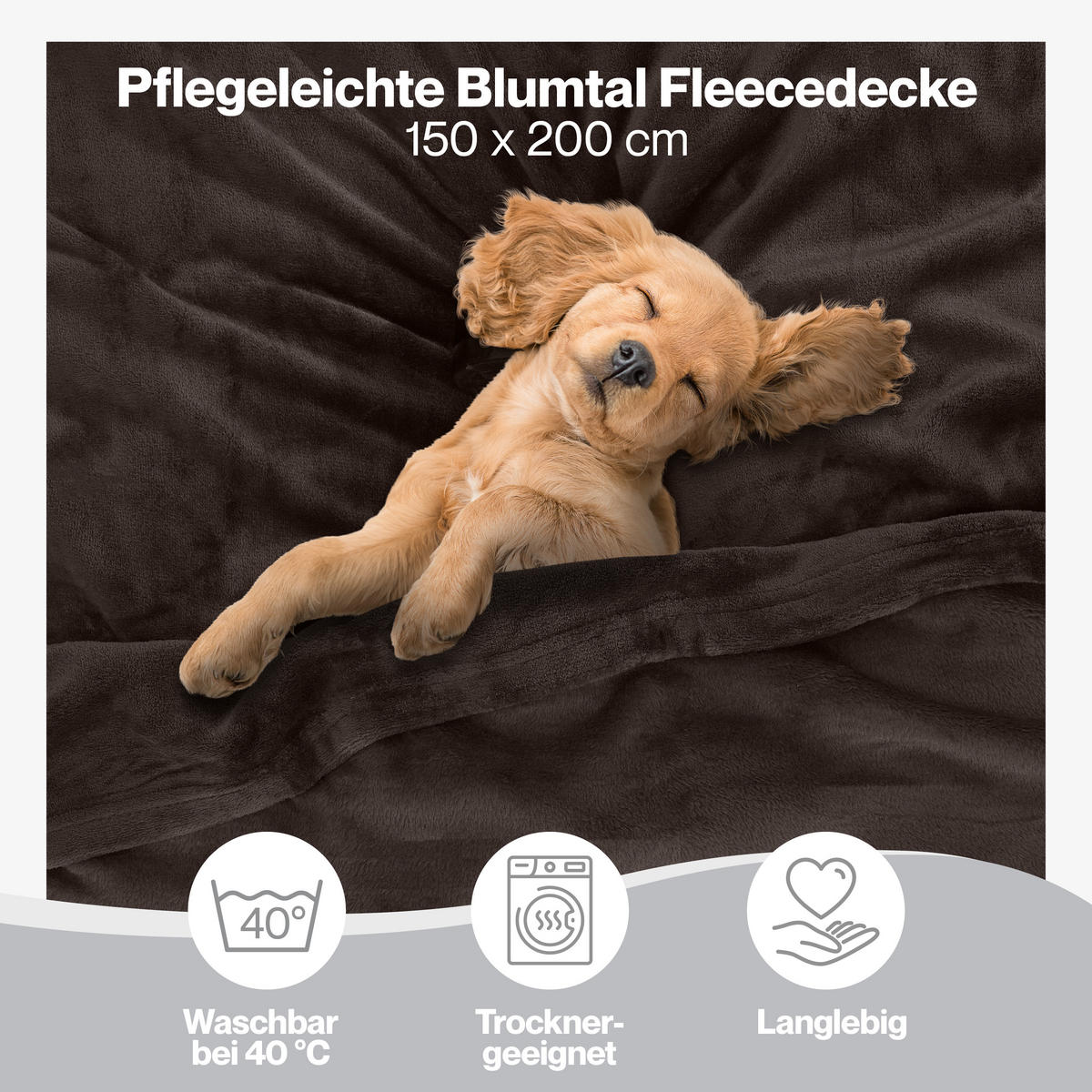 KUSCHELDECKE Anton 150/200 cm, Dunkelbraun - Dunkelbraun, Textil (150/200cm) - Blumtal