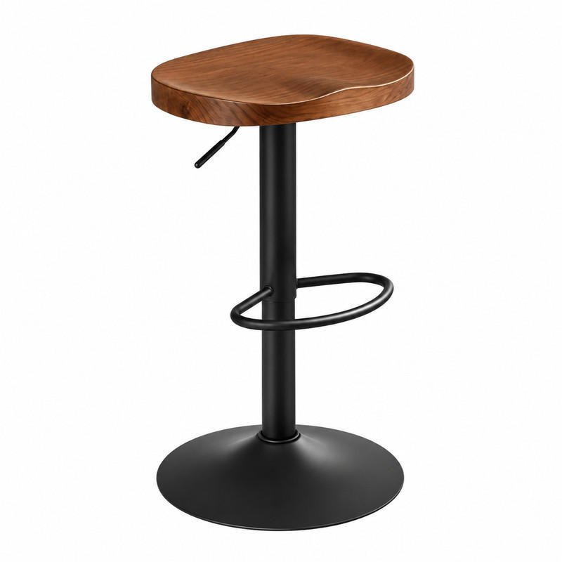 BARHOCKER drehbar höhenverstellbar 60-81 cm Massivholz Braun - Braun, Metall (31.5/81/41.5cm) - Meubliv