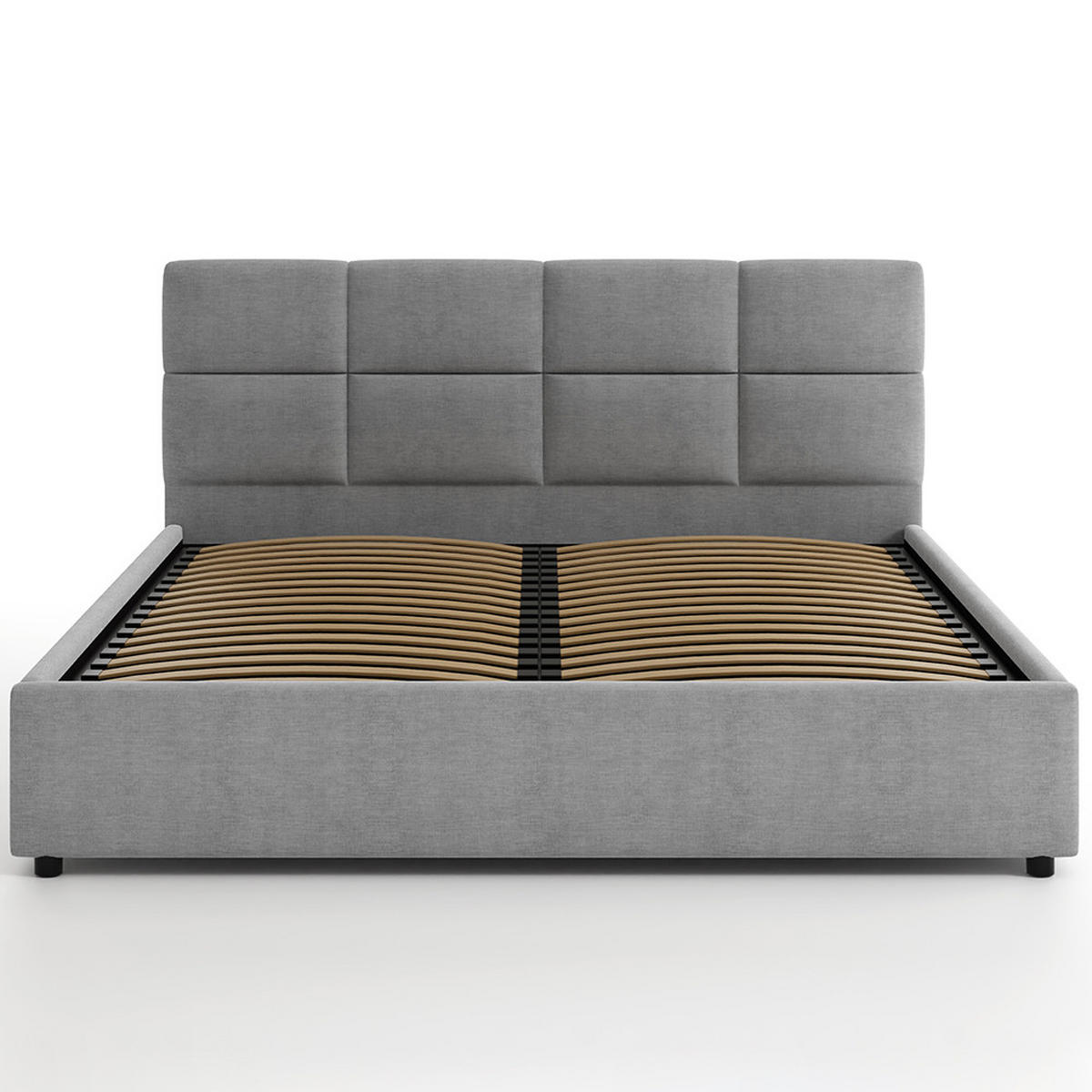 POLSTERBETT 140×200 mit Bettkasten und Lattenrost Mika 028-28 Grau Geflochten - Grau, Holz/Textil (140/200cm) - Jana