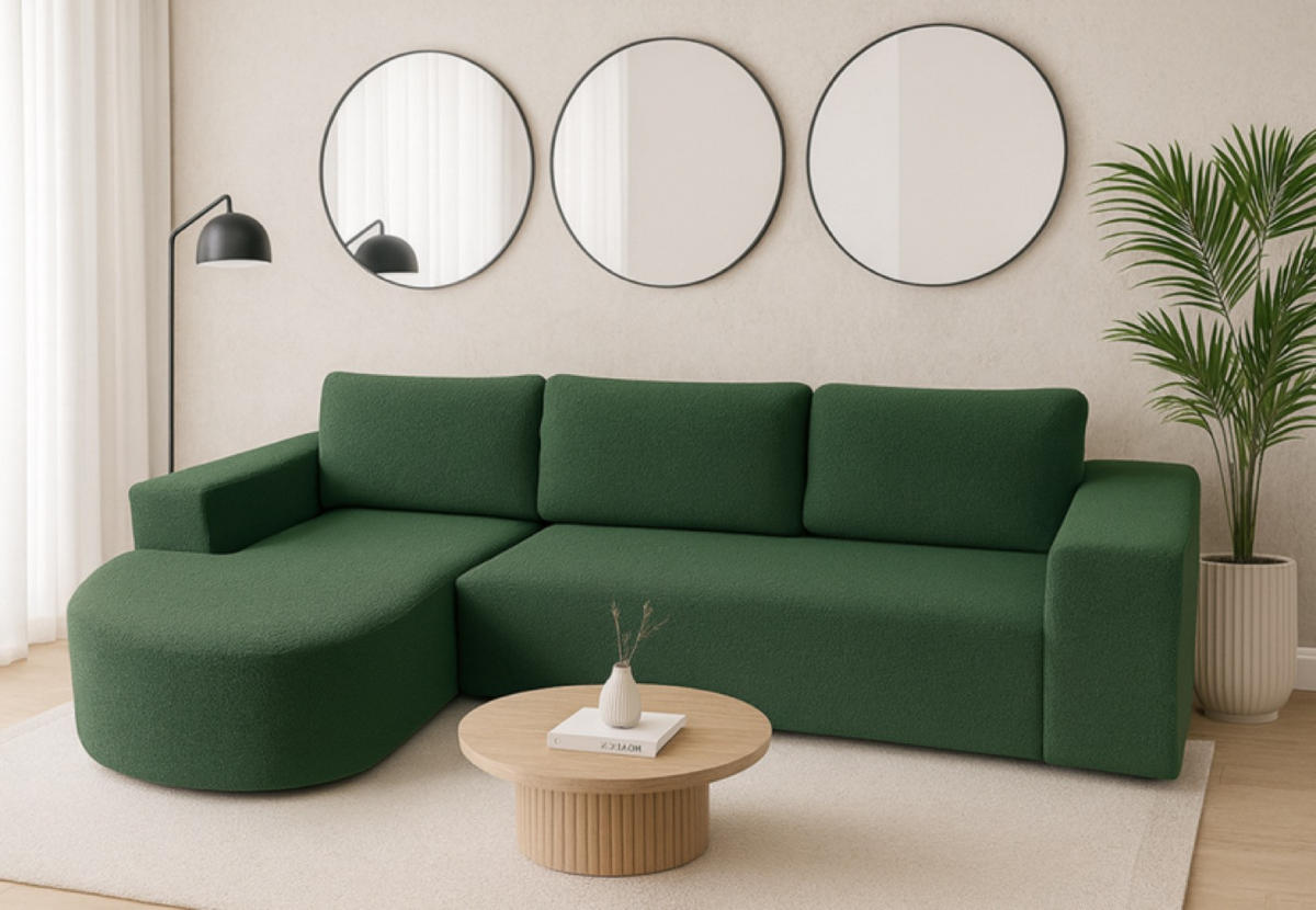 ECKSOFA Flaschengrün Vello Mit Schlaffunktion Links - Grün, Textil (270/165cm) - Sepro Meble