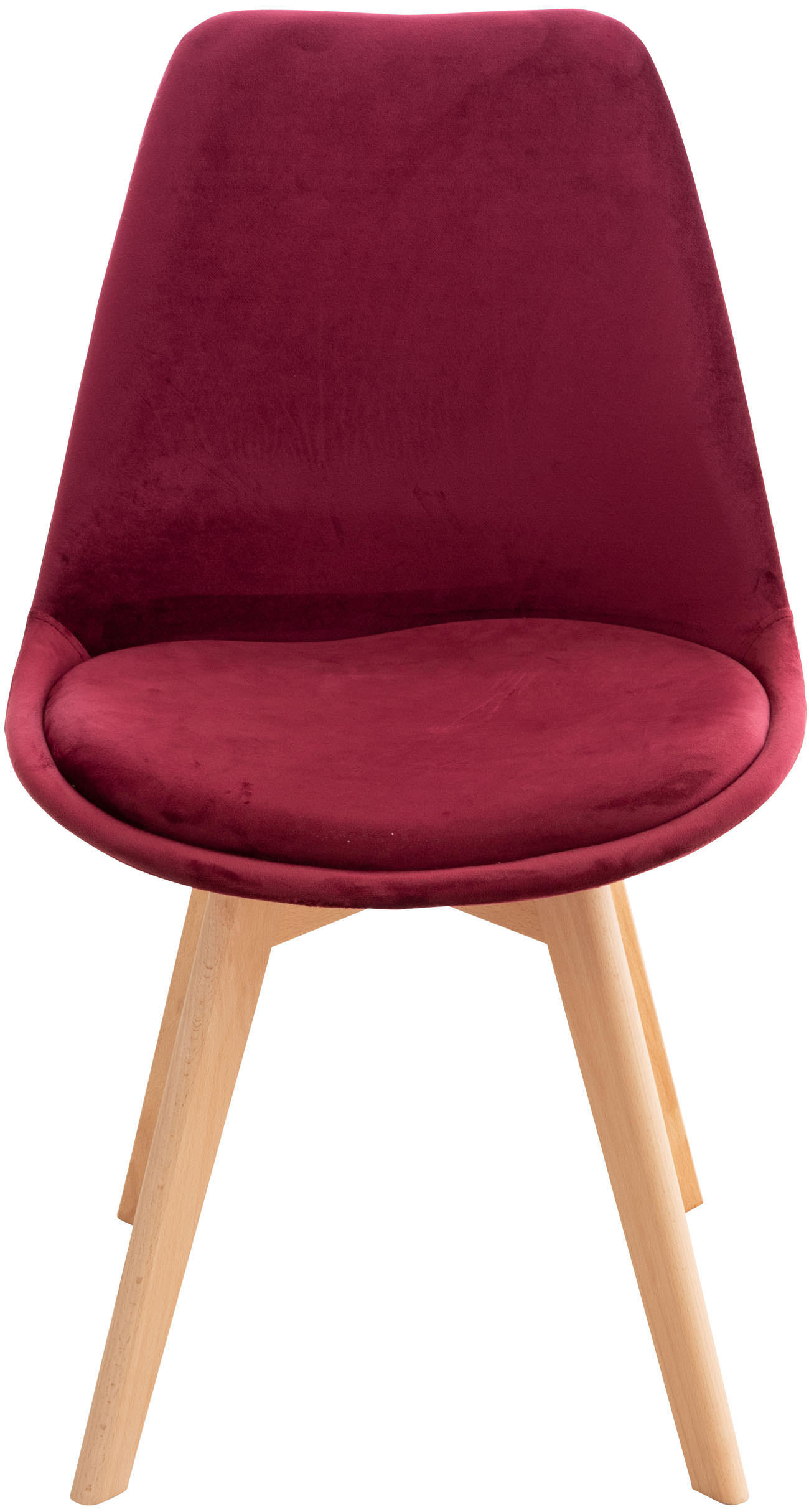 STUHL Samt bordeauxrot - Eukalyptusholzfarben/Bordeaux, Holz/Textil (49/83/50cm) - CLP