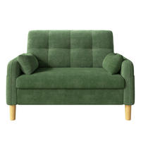 SOFA 2-Sitzer, Grün, Chenille, 2 Kissen, Seitentasche - Grün, Textil (78/85/119cm)