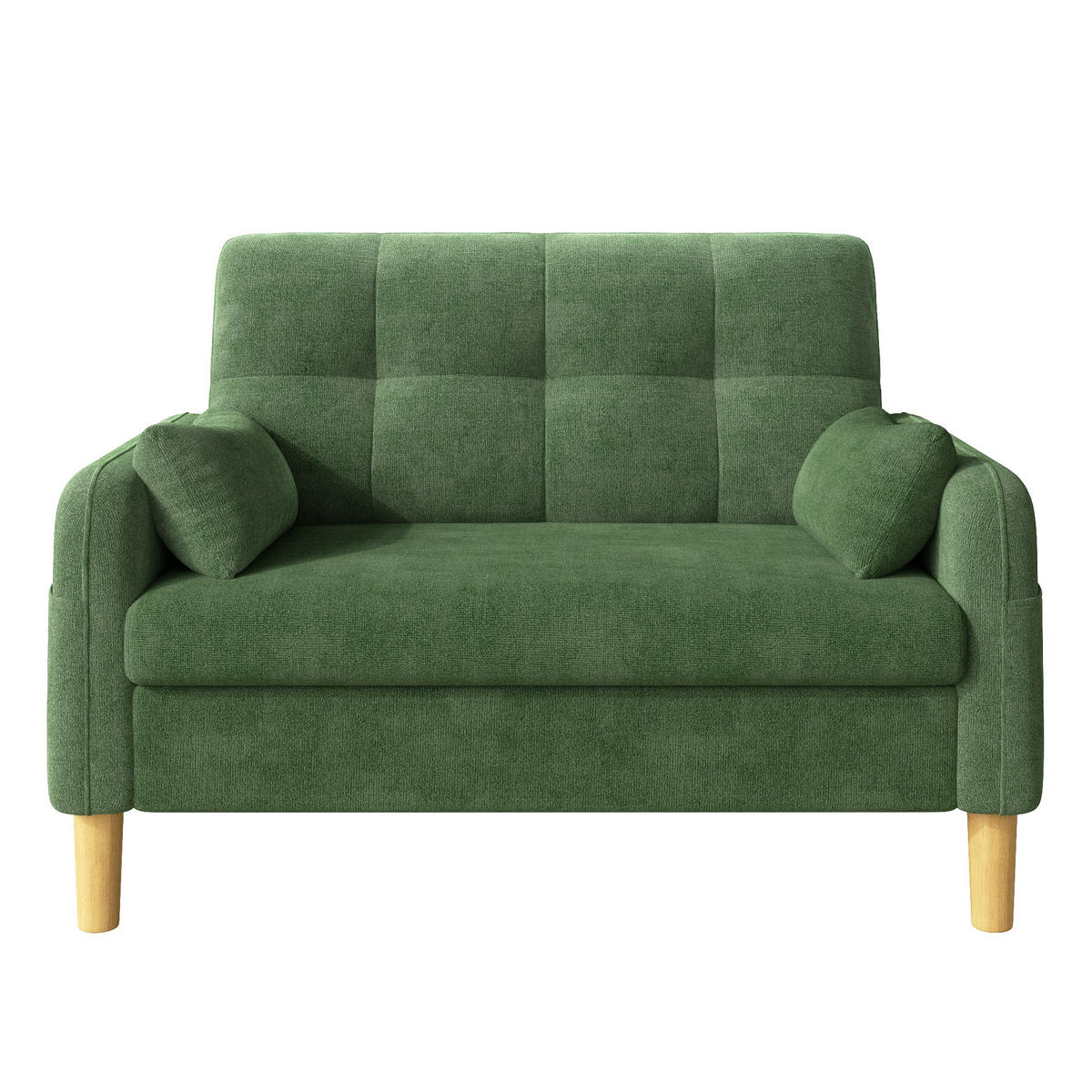 2-SITZER-SOFA DE-33242 mit weichen Polstern und Seitentasche Grün - Grün, Holzwerkstoff (119/85/78cm) - ComfortXL