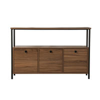 SIDEBOARD mit 3 Türen und 1 oberer Ablagefläche 120/29,5/77 cm - Schwarz, Holzwerkstoff (29.5/77/120cm) - Calicosy