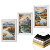 WANDBILDER 3er-Set - 40x60 cm Weißer Rahmen - Berglandschaften mit einem Fluss - Weiß, Kunststoff (40/60cm) - ArtPrintCave