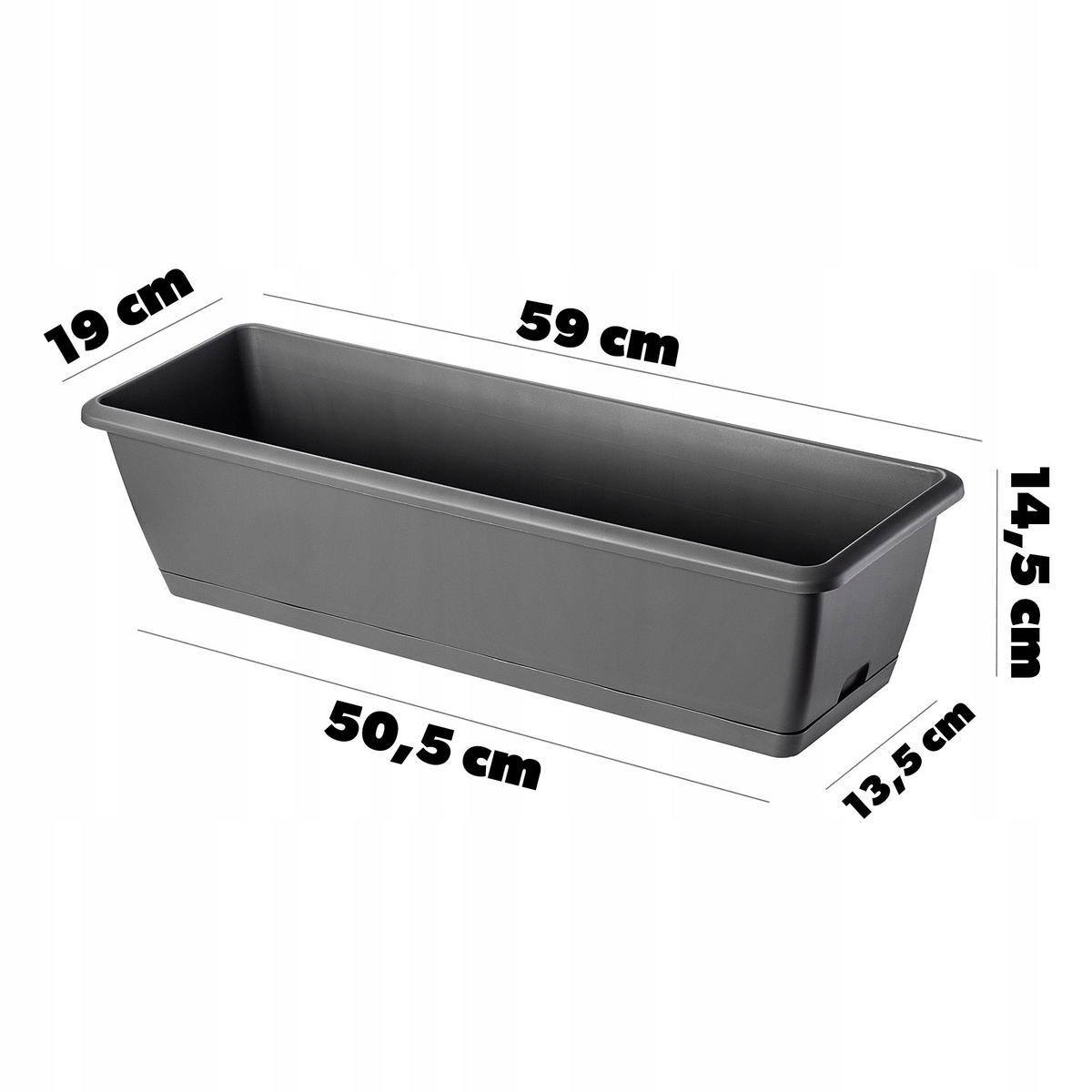 BALKONKASTEN 60 cm mit Griffen, Grau - Grau, Kunststoff (19/59cm) - KADAX