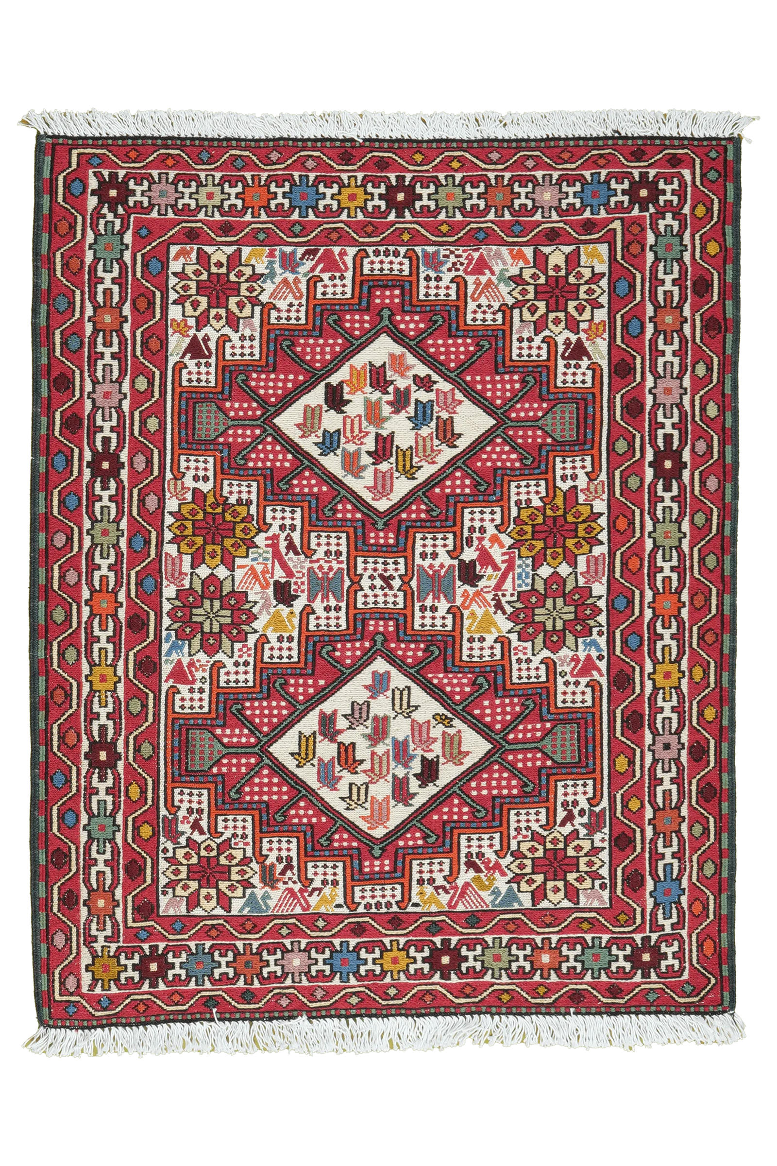 TEPPICH Sumak Shahsavan Beige 96/77 cm Schurwolle - Beige, Textil (77/96cm) - Looma