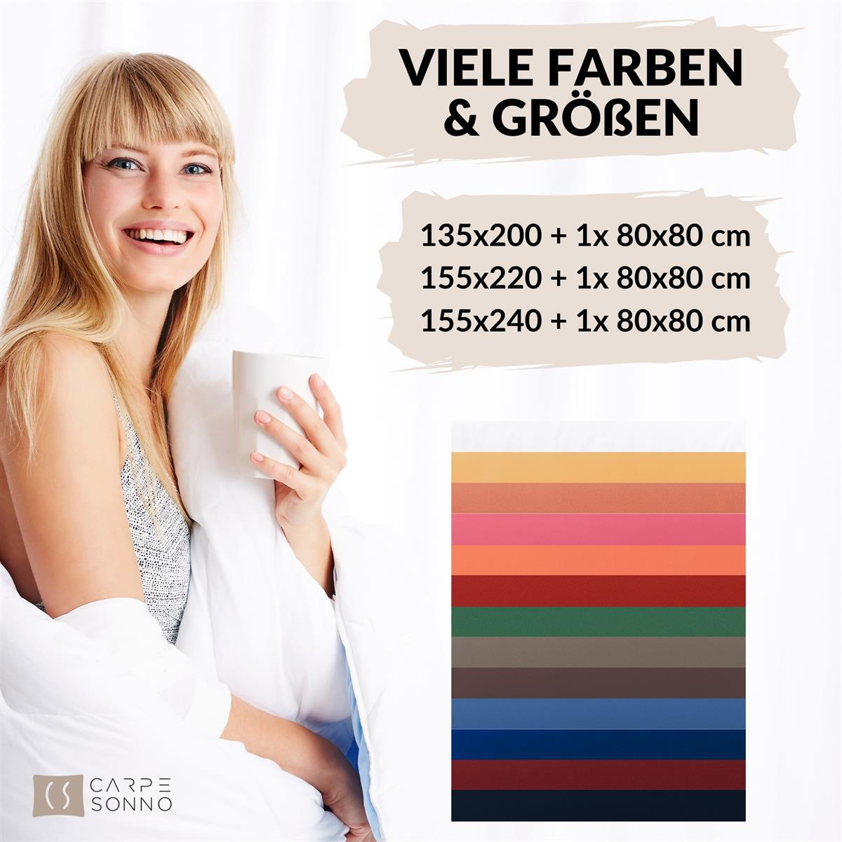 MAKO-SATIN-BETTWÄSCHE 155x240 cm aus 100% Baumwolle mit Reißverschluss, Uni Bettbezug 155 x 240 - Orange - Orange, Textil (155/240cm) - Carpe Sonno