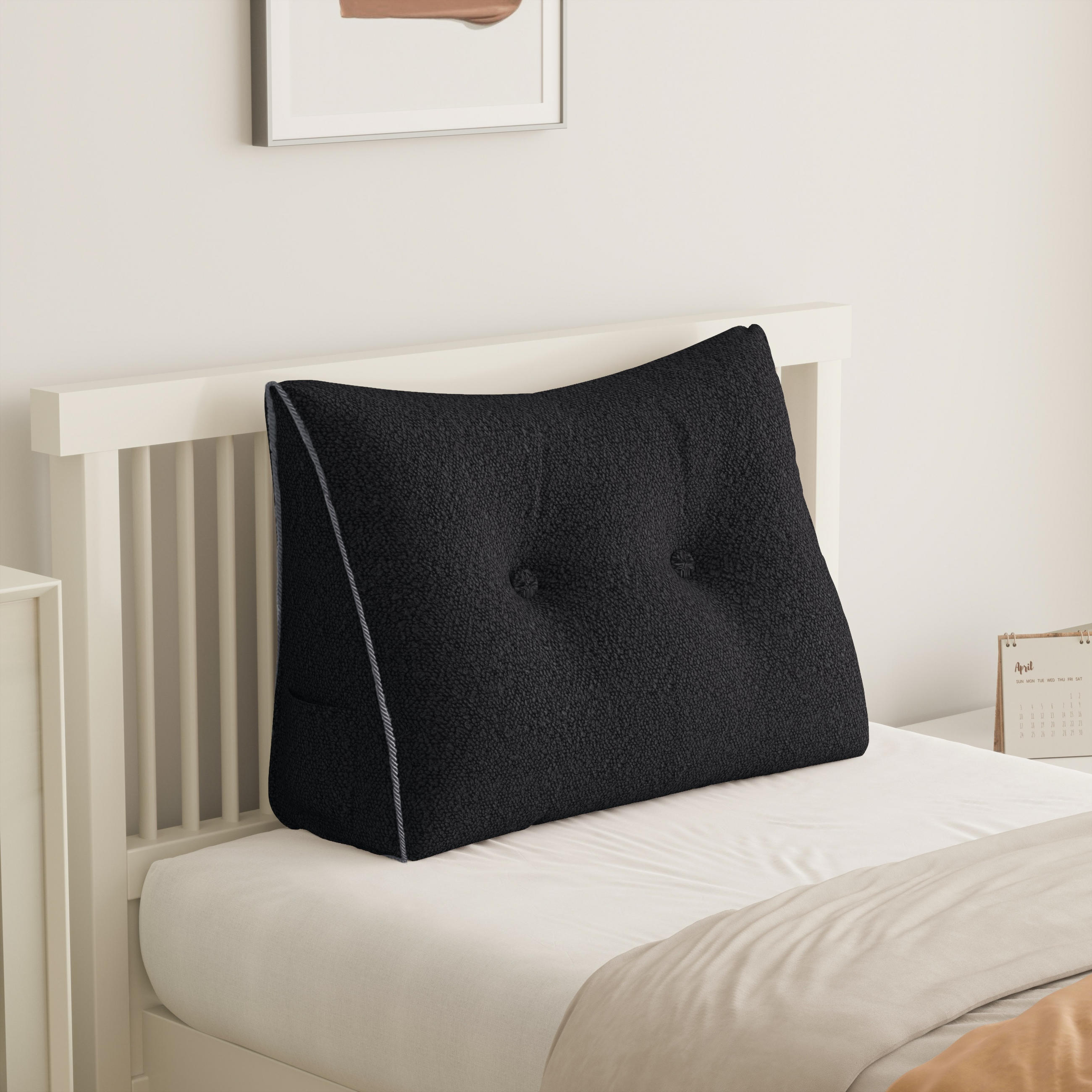 RÜCKENKISSEN Plüsch Schwarz 60 cm - Schwarz, Textil (50/60cm) - Vercart