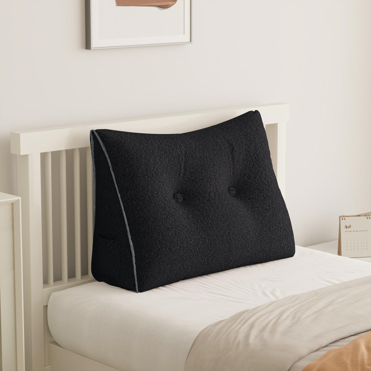 RÜCKENKISSEN Plüsch Schwarz 60 cm - Schwarz, Textil (50/60cm) - Vercart