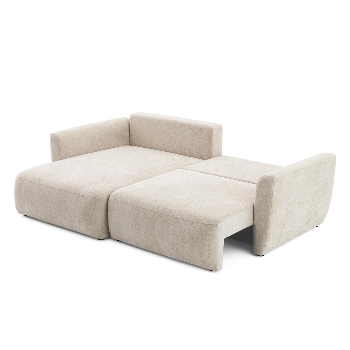 ECKSOFA BELLA L Links mit Schlaffunktion 140x205 Velours Creme - Creme/Schwarz, Holz/Kunststoff (230/165cm) - Muffo