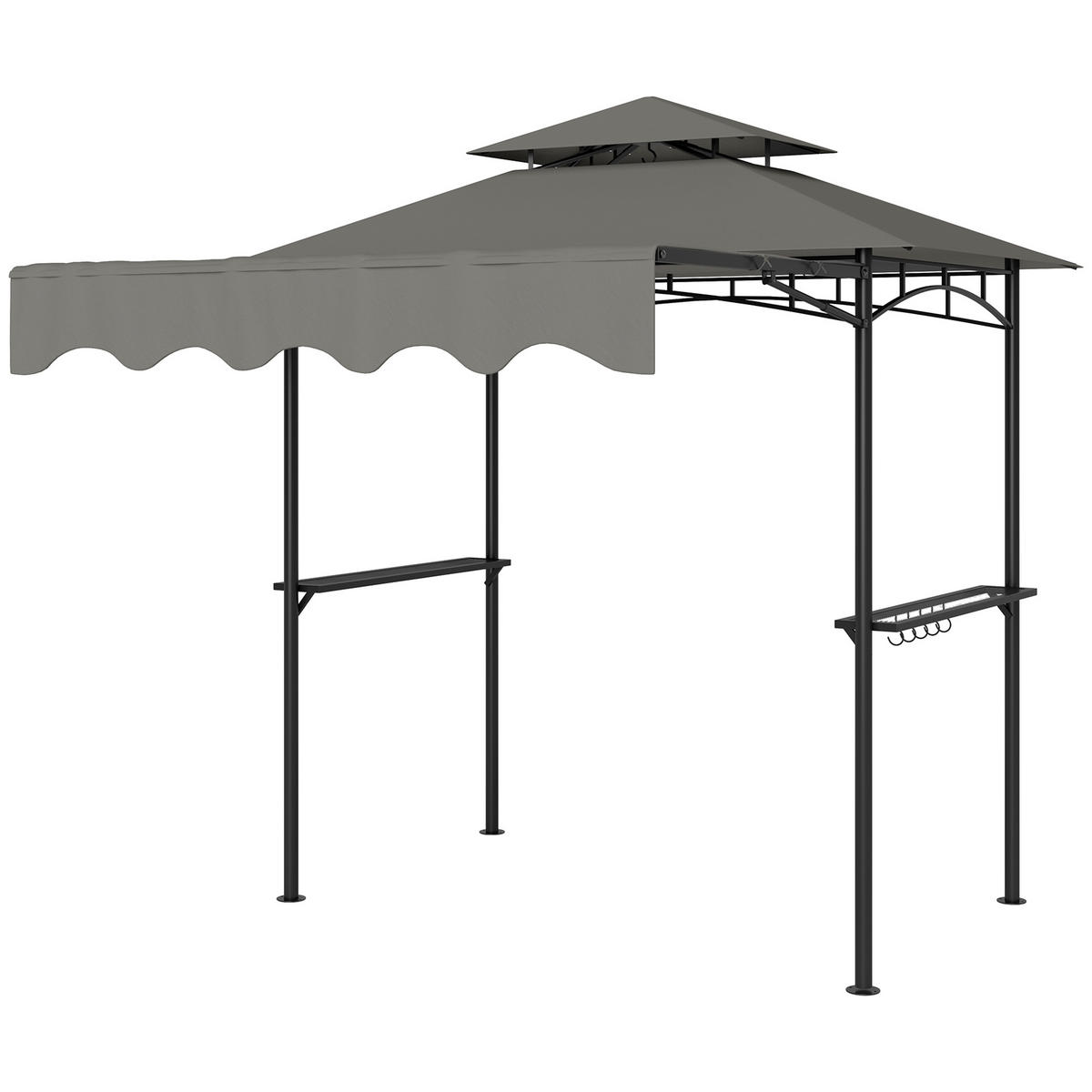 GRILLPAVILLON 242x232x248 cm wasserabweisend flammhemmend Gartenpavillon mit Doppelschichtdach Grau - Grau, Metall (242/248/232cm)