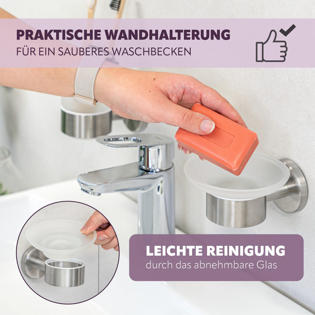 Thumbnail - bremermann Seifenschale, Edelstahl, Metall, 13x11x6.5 cm, Badaccessoires, Waschplatzzubehör, Seifenschalen