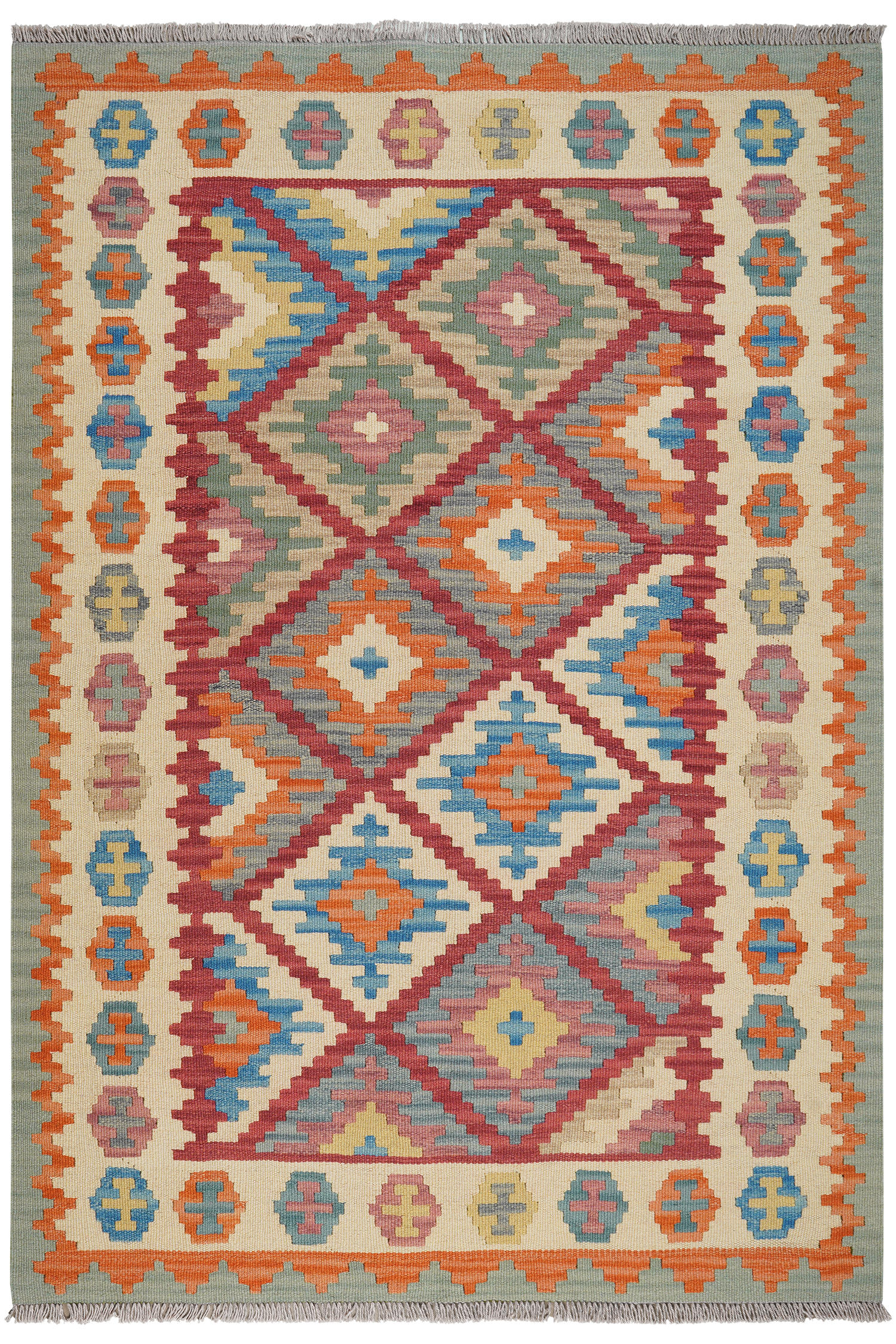 HANDWEBTEPPICH Kelim Gashgai Rot 191/131 cm Schurwolle - Rot, Textil (131/191cm) - Looma