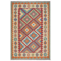 HANDWEBTEPPICH Kelim Gashgai Rot 191/131 cm Schurwolle - Rot, Textil (131/191cm) - Looma