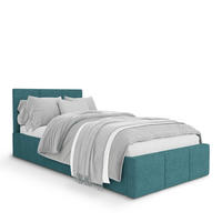 POLSTERBETT für Schlafzimmer Bett mit Stauraum Meerfarbe 90x200cm Kopfteil 110cm - Blau, Holzwerkstoff/Metall (90/200cm) - Muralo