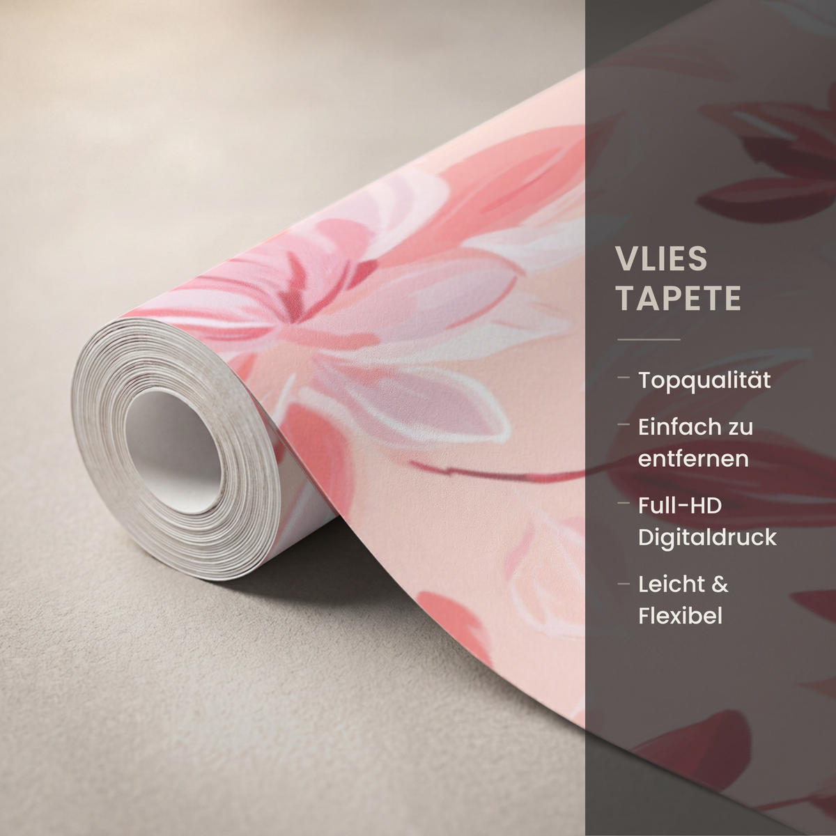 TAPETE - Botanisch - Blumen - Rot - 240x200 cm - Koralle, Papier (240/200cm) - OnlyWow