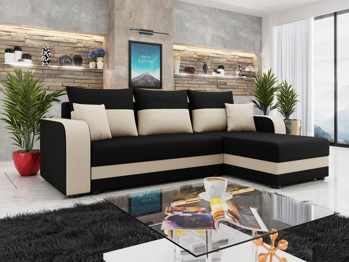 ECKSOFA Hewlet Bis - Schwarz, Holz/Kunststoff (237/139cm) - MIRJAN24