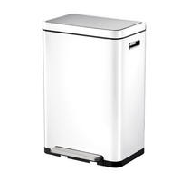 MÜLLEIMER Stilvoller Rechteckiger Mit Extra Breitem Pedal & Gedämpften Stay Open Deckel 65,2 x 43,3 x 33,4 cm 20 & 20 Liter Weiß - Weiß, Metall (43.3/65.2/33.4cm) - PROREGAL