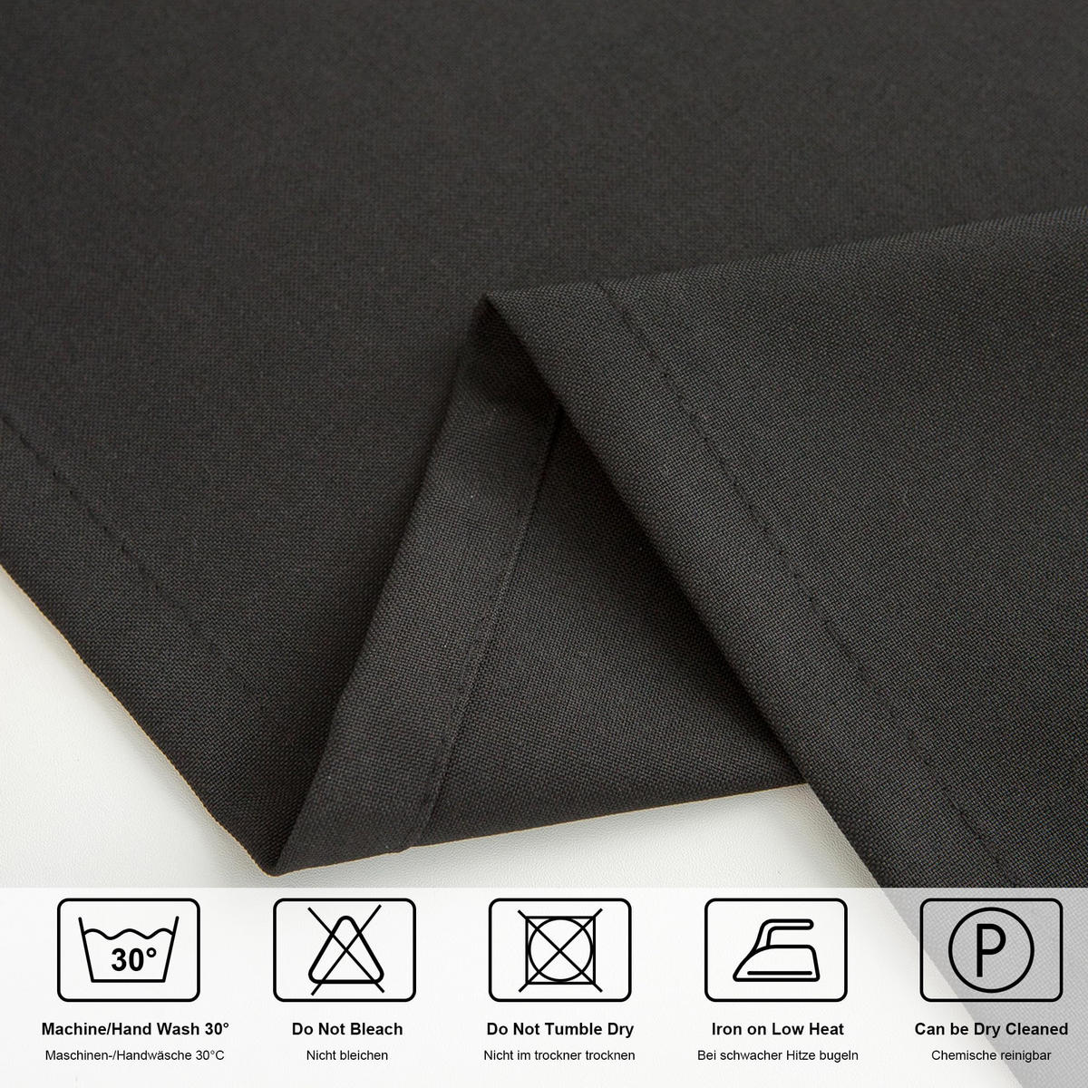 TISCHLÄUFER modern abwaschbar, wasserabweisend, Lotuseffekt, 30x120 cm, Schwarz - Schwarz, Textil (30/120cm)