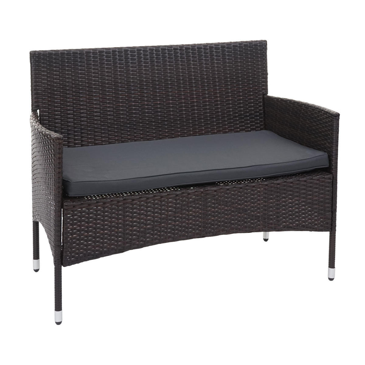 POLY-RATTAN GARNITUR Braun, Anthrazit - Anthrazit/Braun, Kunststoff - MCW