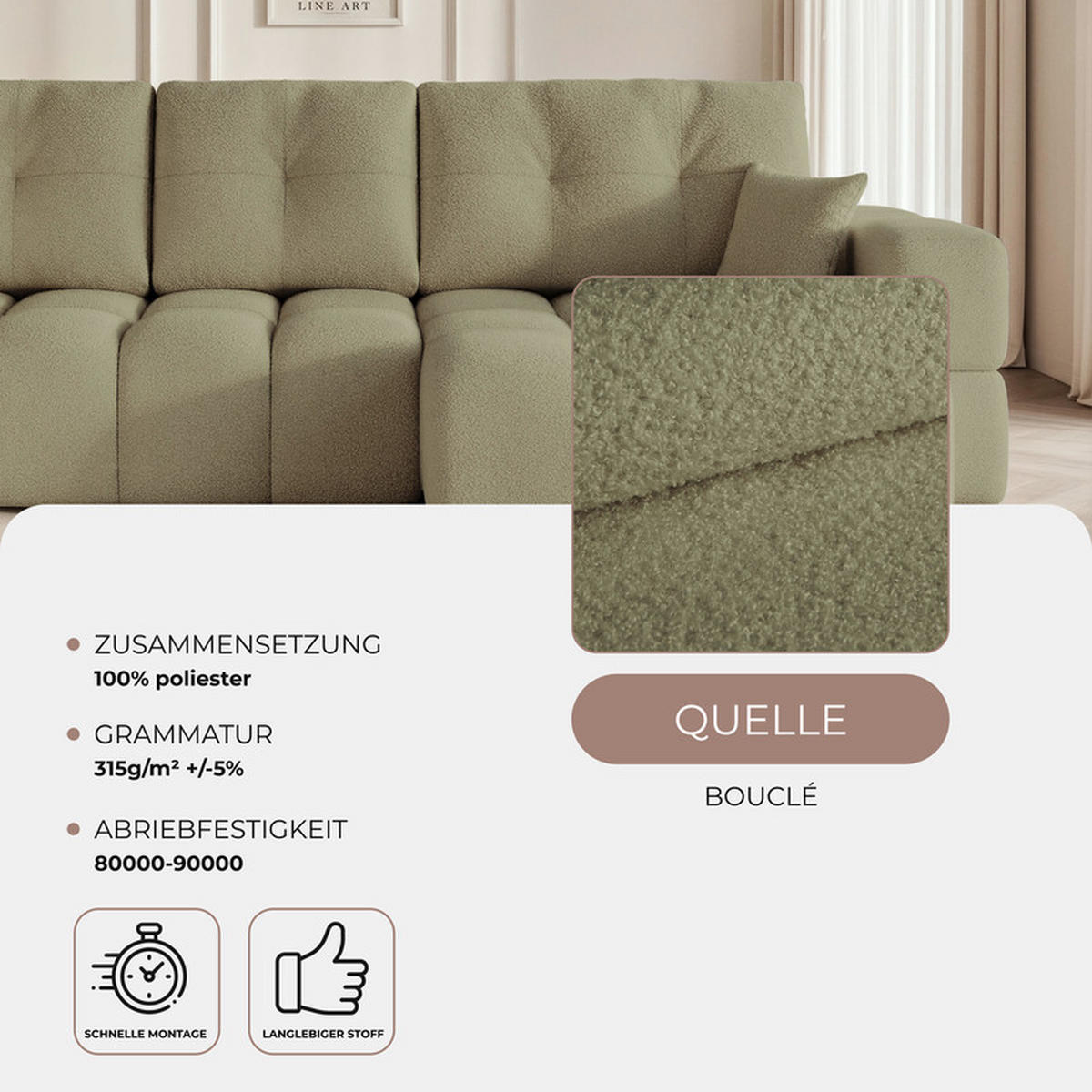 ECKSOFA BUENO mit Schlaffunktion und Bettkasten Grün - Grün, Holzwerkstoff/Kunststoff (280/148cm) - Idohome