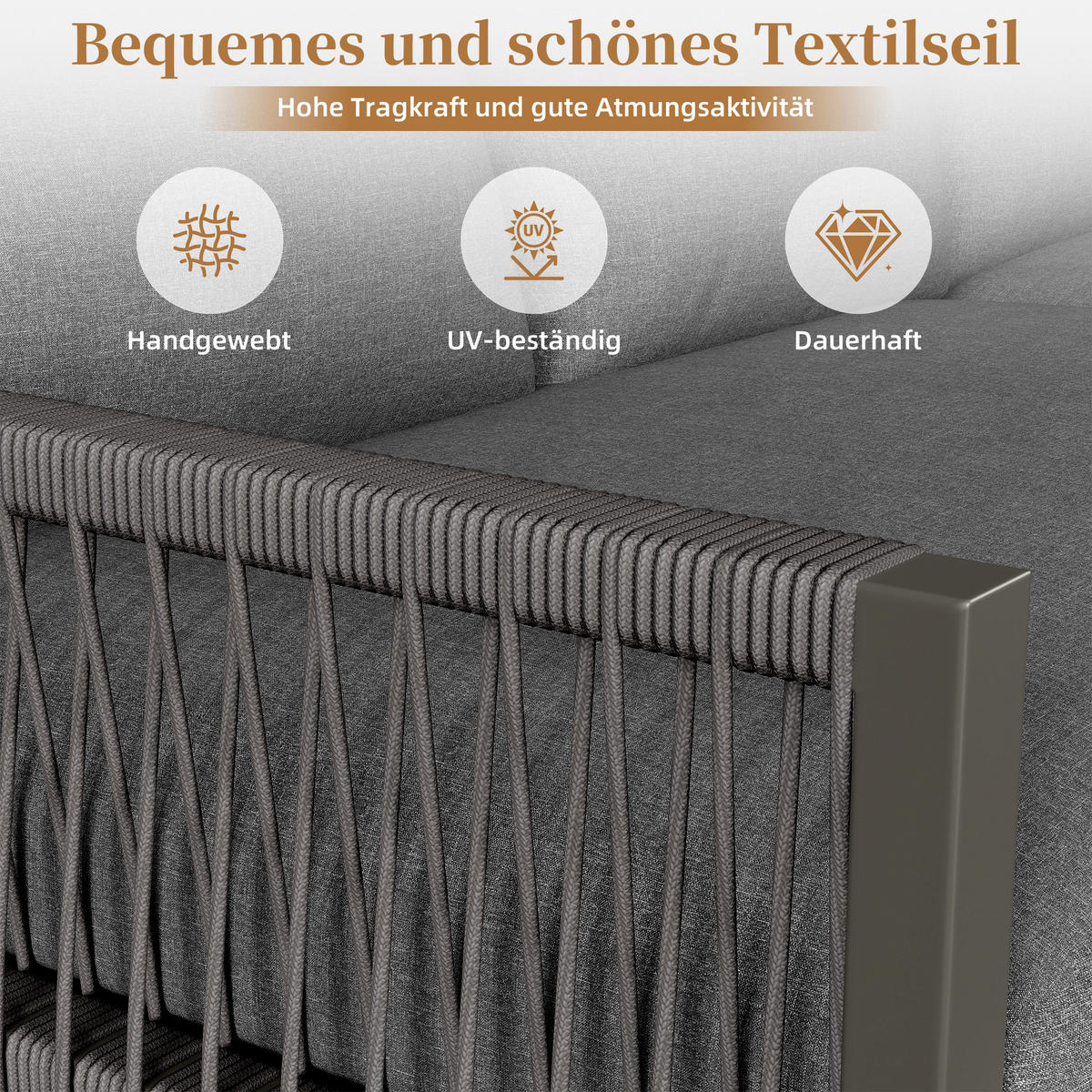 LOUNGESET 6-7 Personen Grau Mit Verstellbaren Füßen - Grau, Metall - FLIEKS