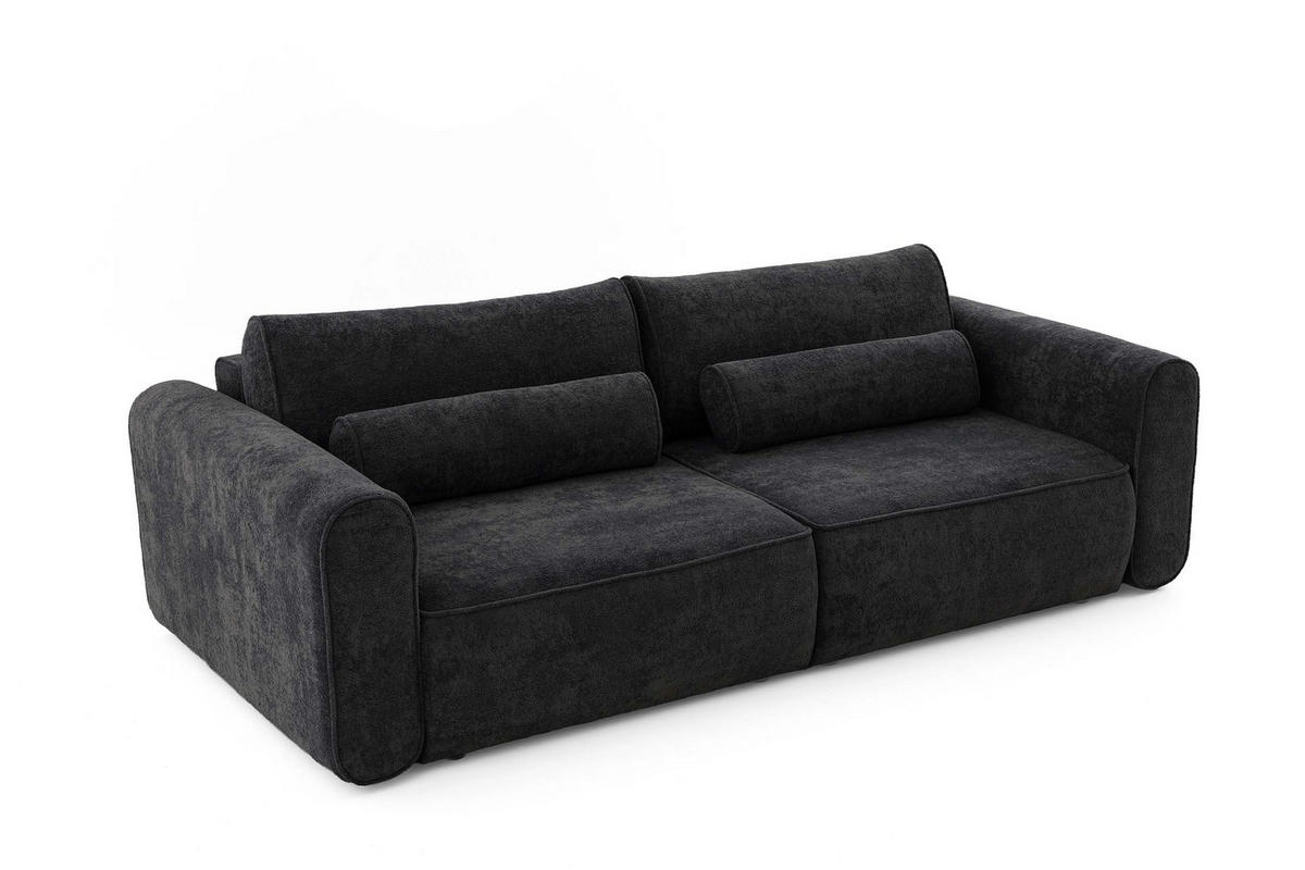 ECKSOFA MOTION mit Schlaffunktion 130x200 Webstoff Schwarz - Schwarz, Holz/Textil (250/120cm) - Muffo