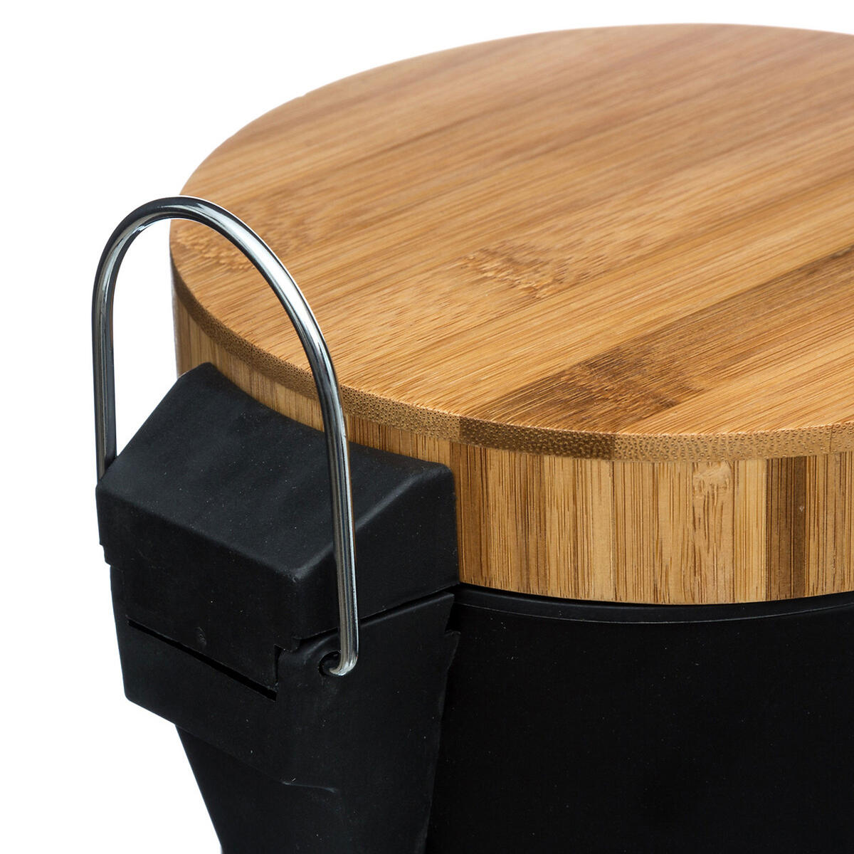 MÜLLEIMER mit Bambusdeckel Instant D'O 3 l 17/17/25,5 cm - Schwarz, Metall (17/25.5/17cm) - 5five Simply Smart