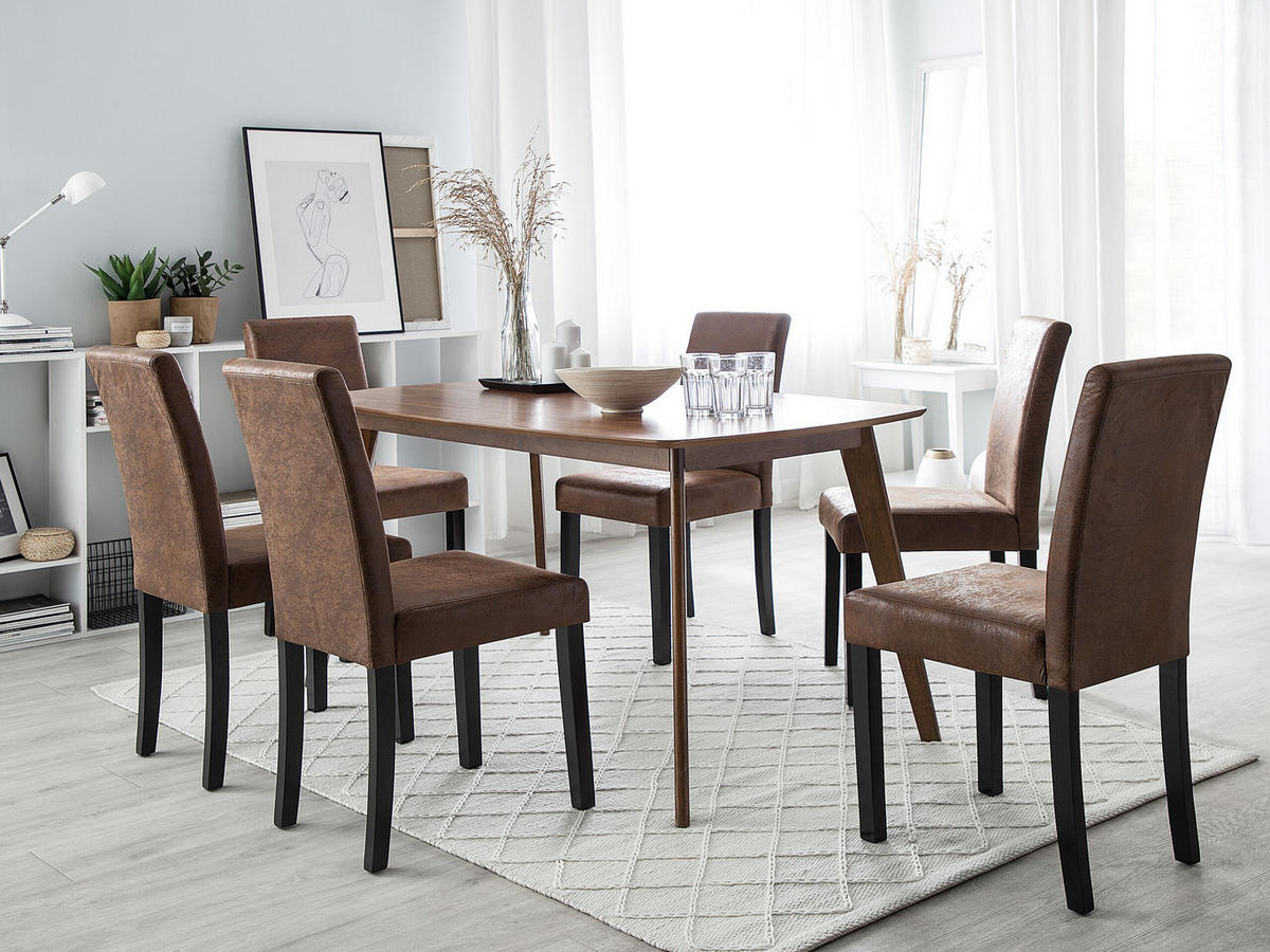 STUHL 2er-Set Kunstleder Braun Broadway - Braun, Holz/Textil (42/93/59cm) - Beliani