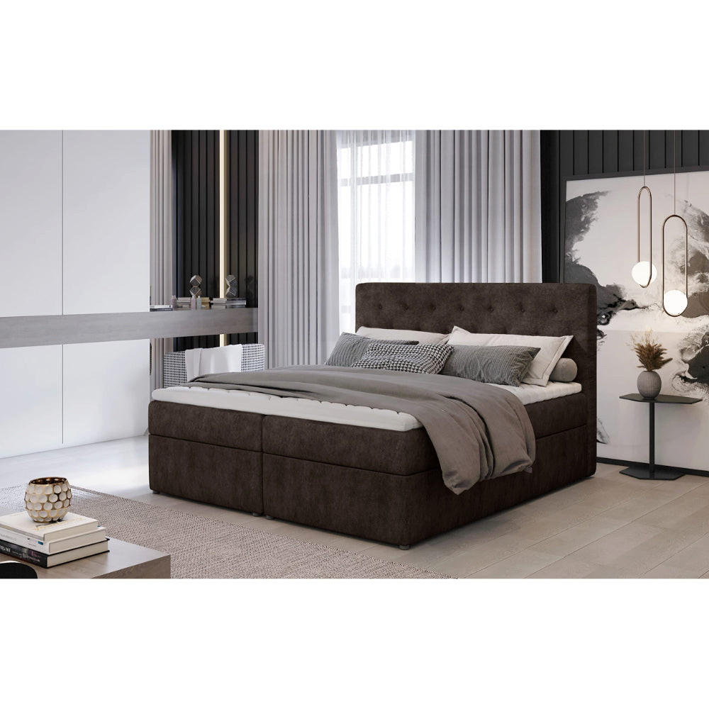 BOXBETT Loree Bonellfederkern - Dunkelbraun, Holz/Holzwerkstoff (160/200cm) - Best For Home