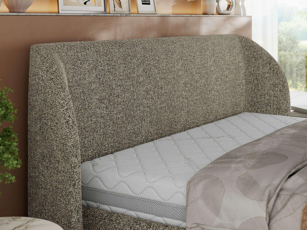 POLSTERBETT CAELA CLASSIC 200/200 - Grau Strukture - Multipocket-Matratze - Grau, Textil (200/200cm) - MKS