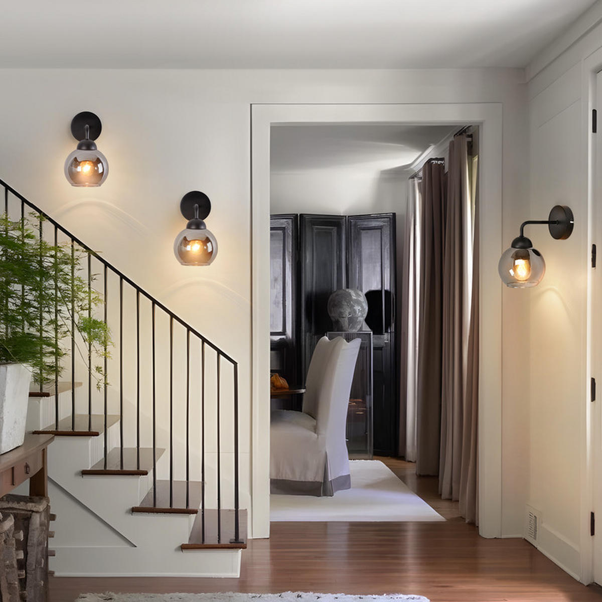 WANDLEUCHTE Inverter 22/13/13 cm - Schwarz, Glas (13/13/22cm) - ZMH