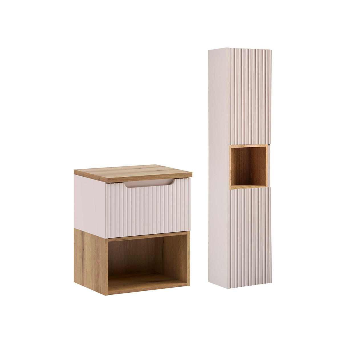 WASCHTISCHUNTERSCHRANK 50.4cm Riva 2er-Set Kaschmir - Beige, Holzwerkstoff (50.4/60/40cm) - Petits-meubles