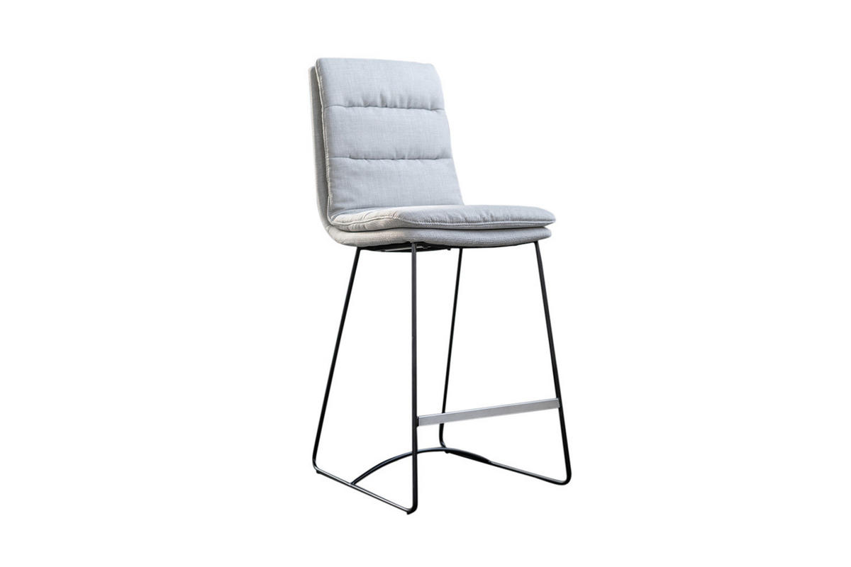 BARHOCKER VINCE Hellgrau Webstoff - Hellgrau, Textil (45/105/58cm) - KAWOLA