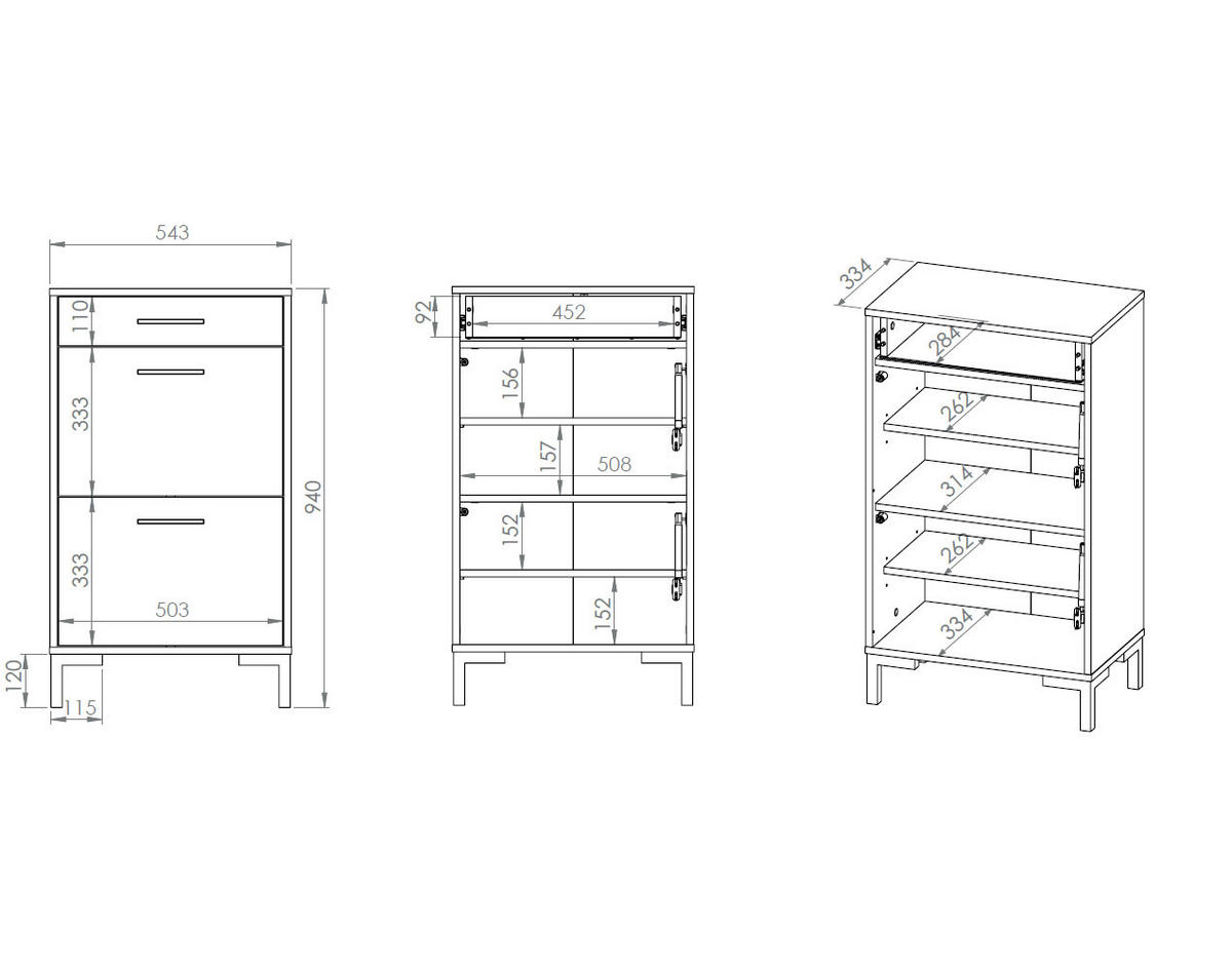 SCHUHSCHRANK Oiven Cashmere 55 / 34 / 94cm - Kaschmir/Creme, Holz/Holzwerkstoff (55/94/34cm) - Feldmann-Wohnen
