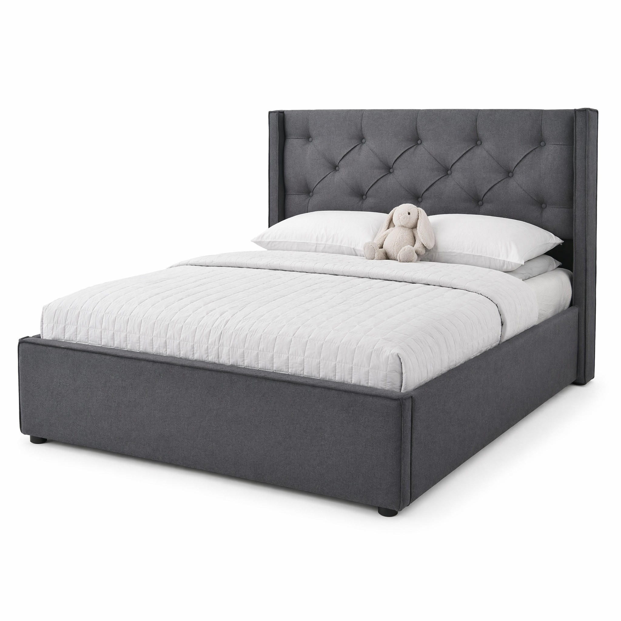 POLSTERBETT 140/200 cm in Grau mit Bettkasten Retro-Design - Grau, Holzwerkstoff/Textil (140/200cm) - STILVORA