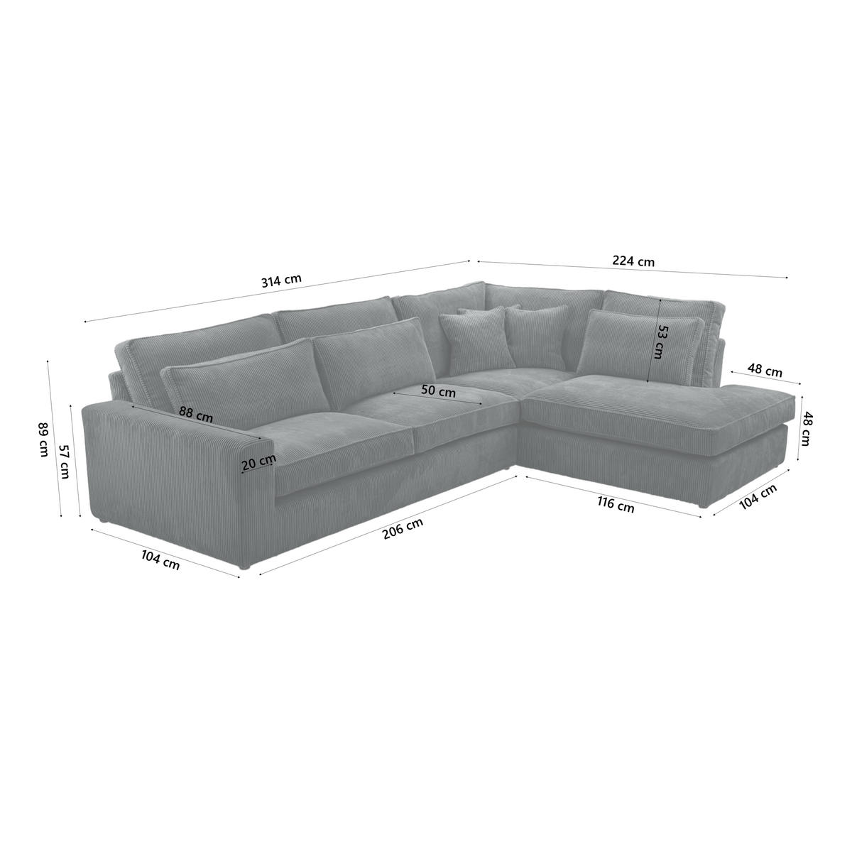 ECKSOFA CAMBO Ohne Schlaffunktion, Dunkelgrau - Dunkelgrau, Textil (314/224cm) - Fedve