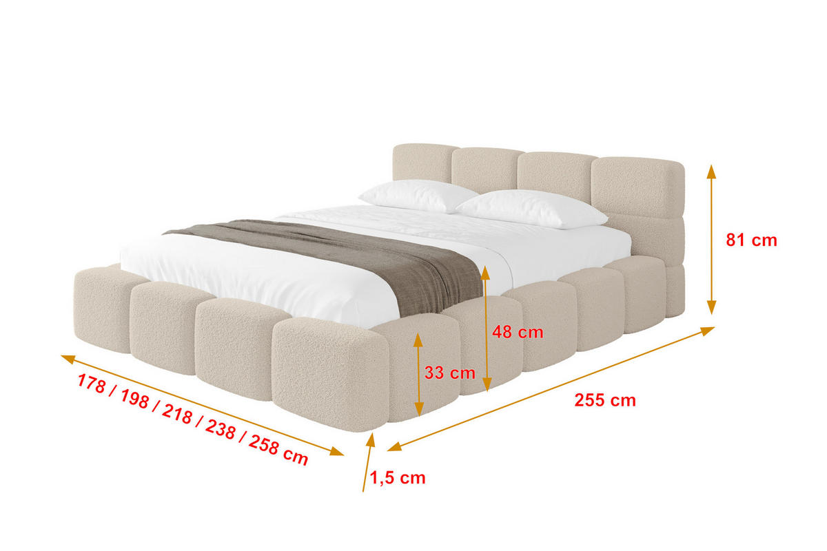 POLSTERBETT mit Bettkasten und Lattenrost, Bett mit Matratze H3/H4, Kopfteil, Boxbett, Doppelbett mit Stauraum - NATA-v1 160x200 Dunkelbeige - Hellbraun, Holzwerkstoff/Textil (160/200cm) - ALTDECOR